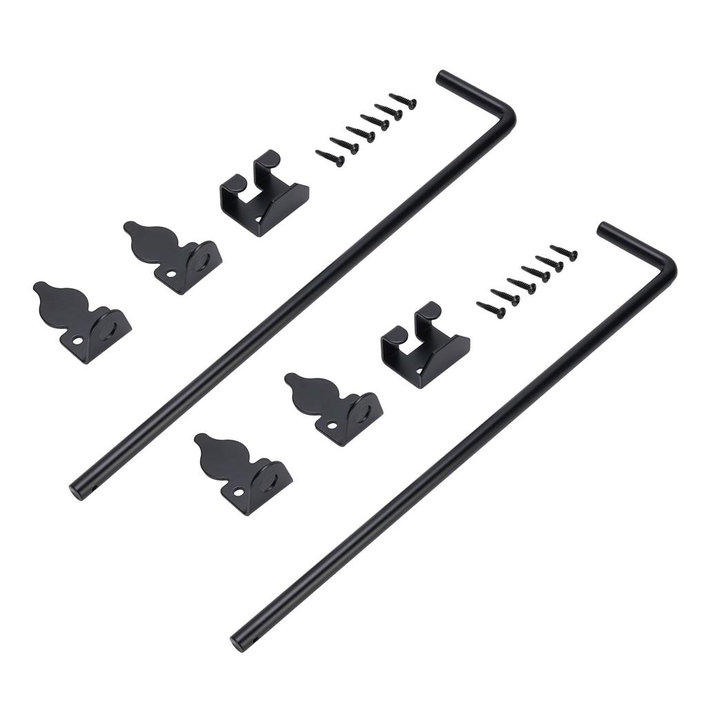 2 Set Cane Bolt Gate Drop Rod 18in Wood Fence Heavy Duty Hardware Ground Latch Metal Stopper Iron Gate Pin