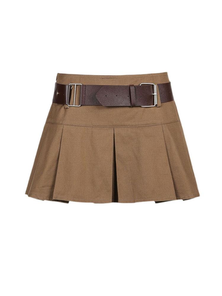 

Винтажная плиссированная юбка женская кавайная А-силуэт с высокой талией пояс мини-юбки корейская мода повседневная уличная одежда Харадзюку весна 2024 XL