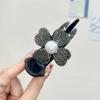3Pcs Water Diamond Pearl Flower Ball Head Gripper Female Temperament High Ponytail Hair Clip with A Clip At The Back of The Head