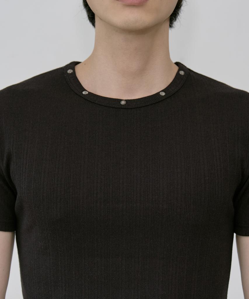 Lekim Studded Rib Tee (Black)