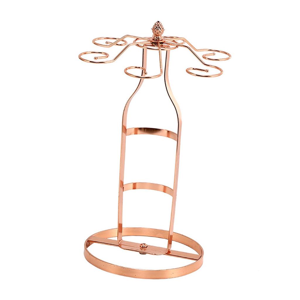 2 in 1 Wine Rack Stemware Storage And Display 6 Glasses Bottle Unique Iron Goblet Drying