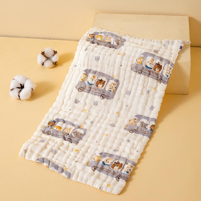 Cartoon Print Baby Bibs & Gauze Towels Set – Pure Cotton for Newborns