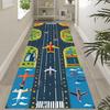 Kids Airport Runway Runner Rug Cartoon Aviation Traffic Themed Long Hallway Carpet Soft Non-Slip Play Floor Mat for Playroom