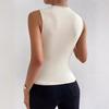 Ladies Summer Sleeveless High Collar Solid Color  Pullover Casual T Shirt Vest Top