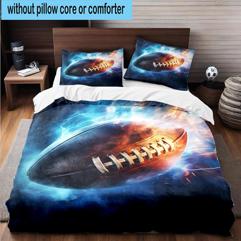 Flaming Football In Action 3pcs Bedding,Including 1pc Duvet Cover And 2pcs Pillowcases Perfect for Christmas,Ideal for Bedroom, Dormitory