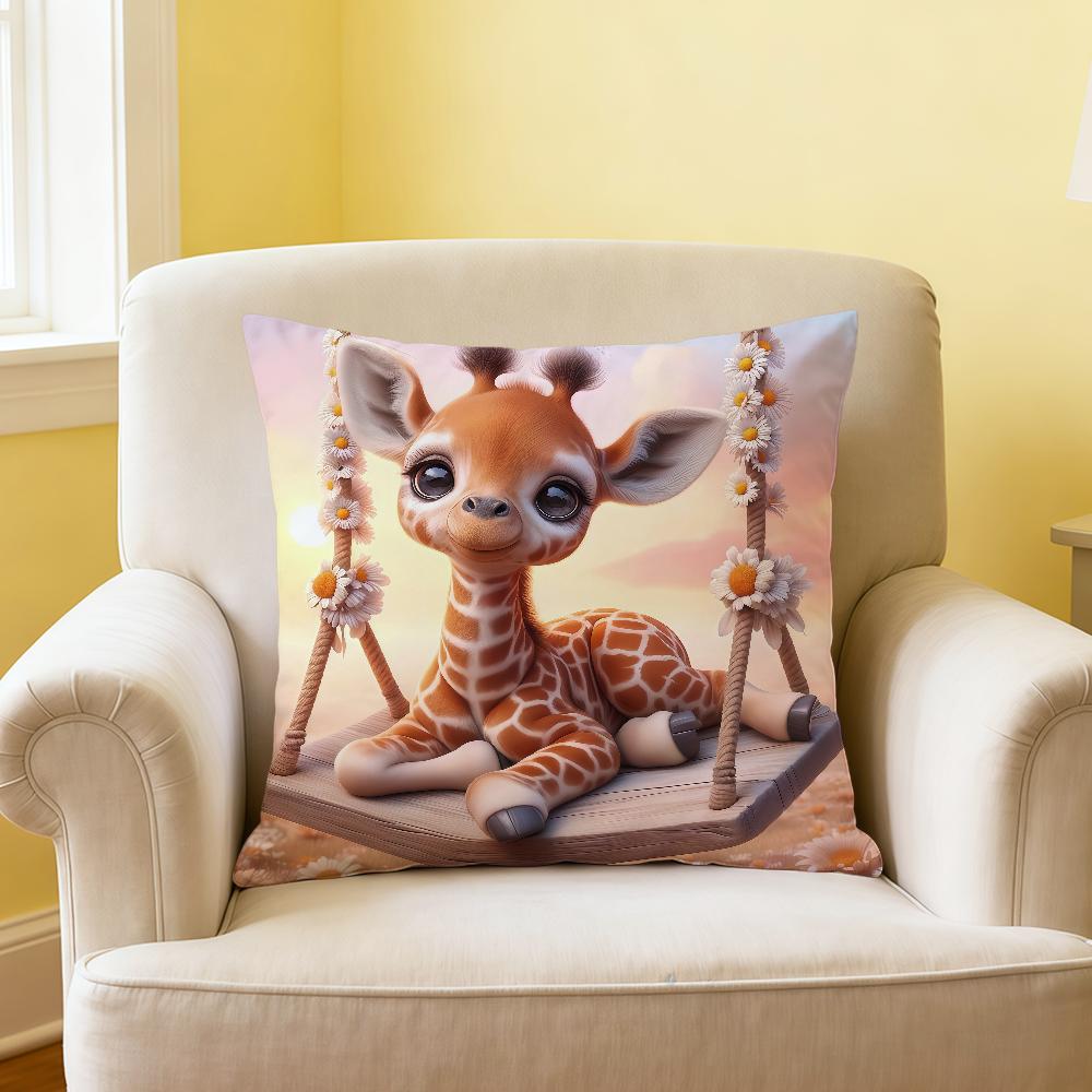 Giraffe Cartoon Fashion Cute Art soft Comfortable Pillow Case for Sofa Living Room Home office Decor Protective Covers