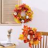 Harvest Festival Maple Leaf Rattan Halloween Autumn Pumpkin Wreath Door Hanging Bar Decorations Wreath Props
