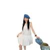 Women's Summer 2025 French White Sleeveless Camisole Dress with Flower Bud Puff Skirt