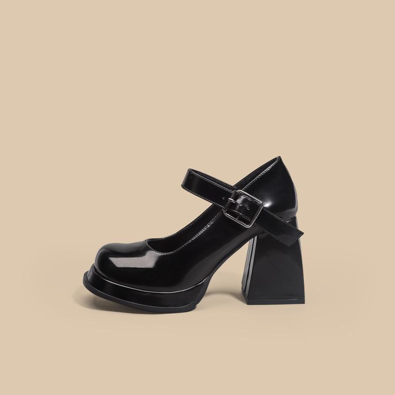 High heels women's thick heel retro Mary Jane shoes platform waterproof table round head word with JK small leather shoes women's middle heel