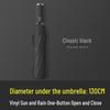 Extra-Large Automatic Black Men's Sunshade & Rain Umbrella - Sturdy, Foldable, Customizable with Thickened Design