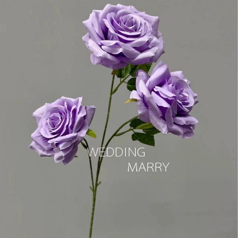 Multiflora Simulation High-Stemmed Purple Rose Arrangement - Light & Dark Silk Artificial Flowers