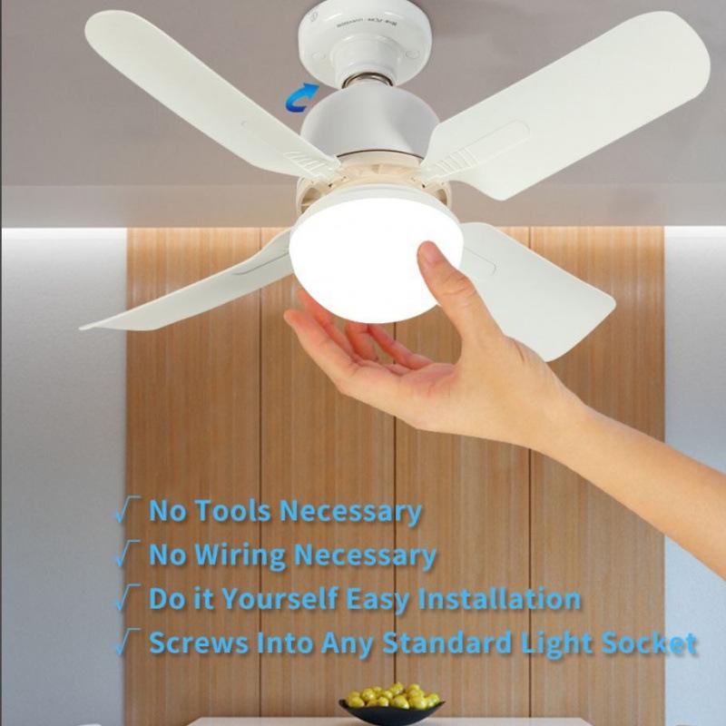 LED Light Bulbs Ceiling Fan With Light E27 Socket Remote Control Dimmable Wireless Fans Lighting For Bedroom Garage Kitchen
