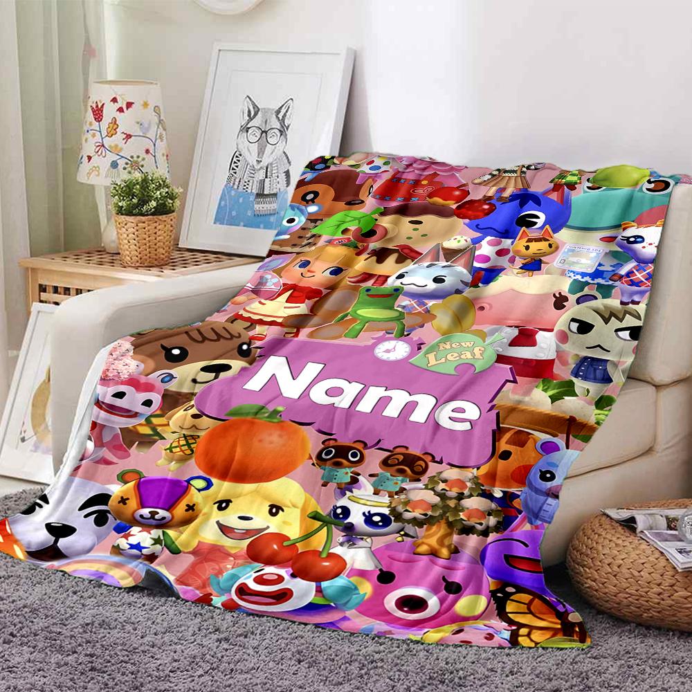 Customiz Name Personality Animal Crossing (2) Blanket Soft &Warm Sofa Office Bed Travel Lunch Break Blanket, Gift Suitable for All Seasons