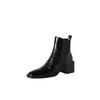 Fashion New Autumn/winter Genuine Leather Women Boot Square Toe Shoes for Women Fashion Boots High Heels Short Boots Black Handmade