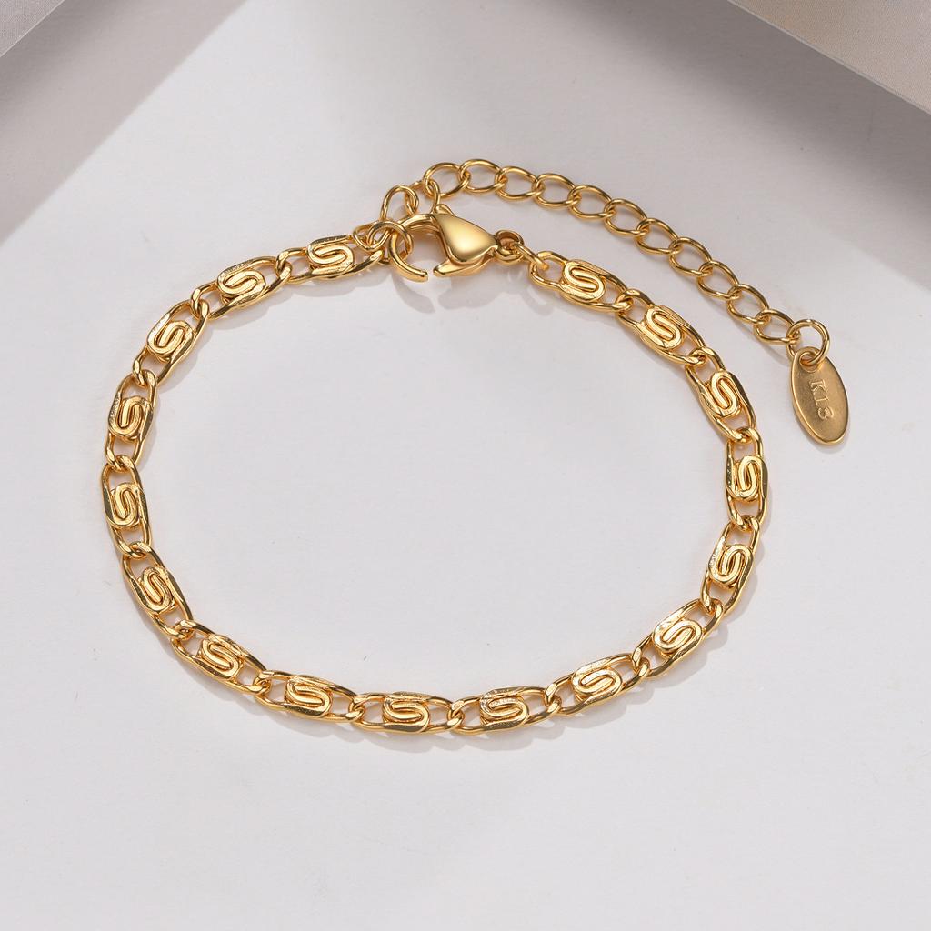 Dainty Link Chain Bracelets for Women Stainless Steel Stacked Bracelet Round Ring Bead Chain Bracelet Jewelry Christmas Gift