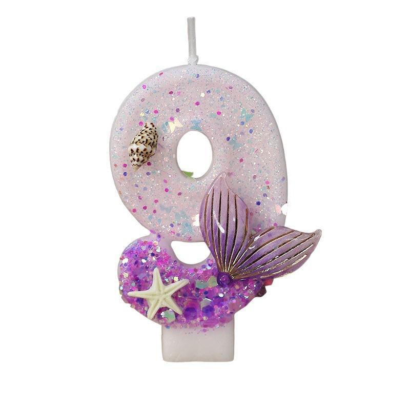 Mermaid Tail Birthday Candles With Starfish, Number Candles, Creative Cake Decorations For Birthday Party, Diy Party Decoration