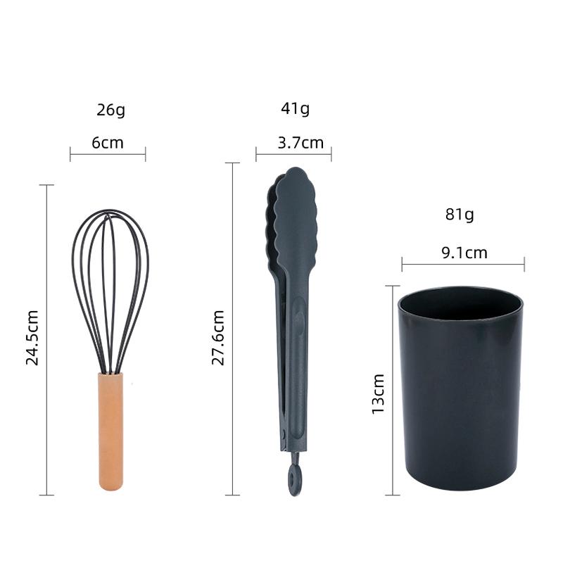 12 Pcs Wooden Handle Kitchen Utensil Set With Heat Resistant Silicone Non-Scratch And Bpa Free
