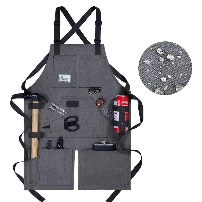 

Толстый холст вилка инструмент фартук утолщенный винтажный сад универсальный хранение ремесленник фартук Length 72cm черный серый