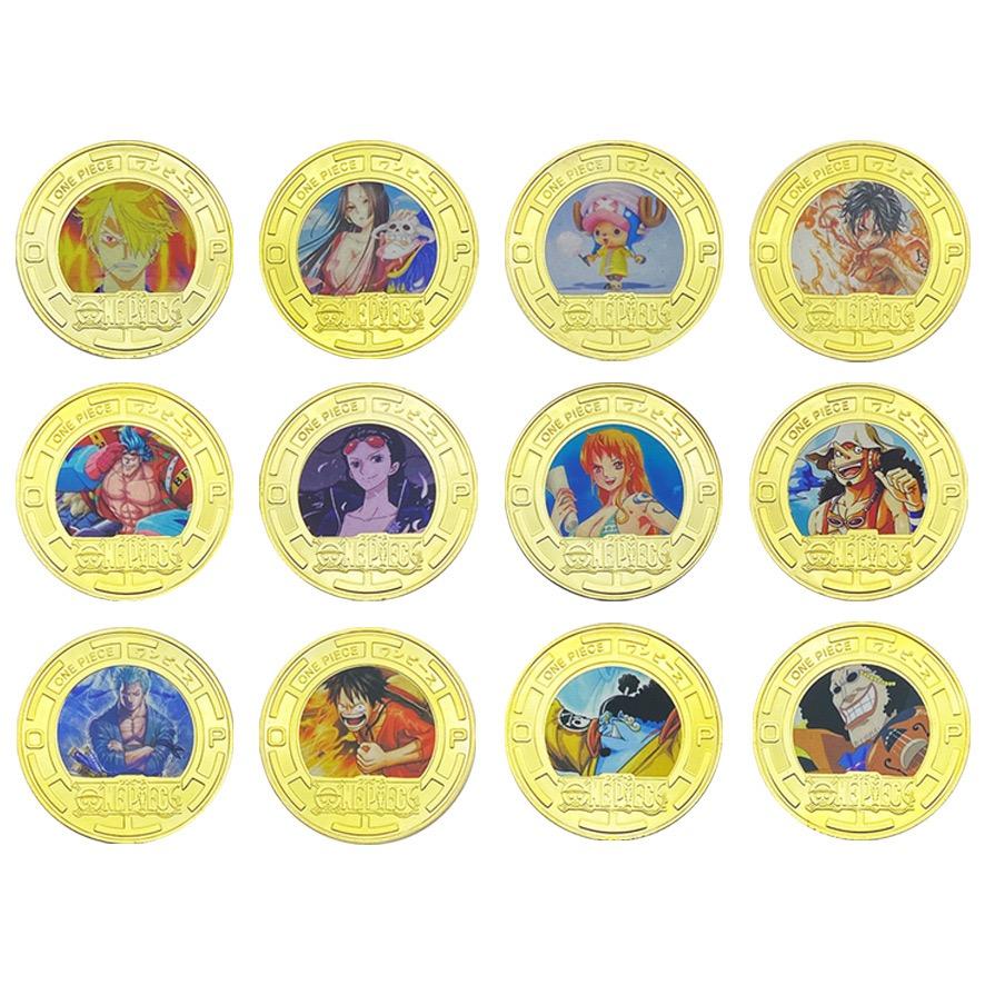 Anime Collectible Coins Set Luffy Chopper Commemorative Gold Colored Metal Coins Merchandise Children's Gift Toy Fans