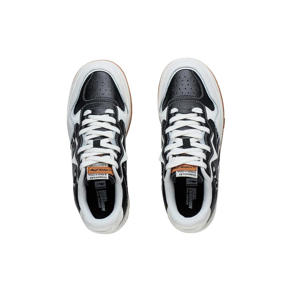 Li Ning Future C1 Slip Resistant Abrasion Resistant Low Top Skateboard Shoes Women's Black White AGCT244-4