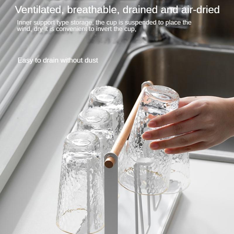 Iron Art Drain Cup Holder, Household Portable Water Cup Holder, Drain Holder with Tray, Living Room, Kitchen, Cup Storage