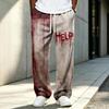 Men's Knit Halloween Print Pants, Long Length Casual Bottoms