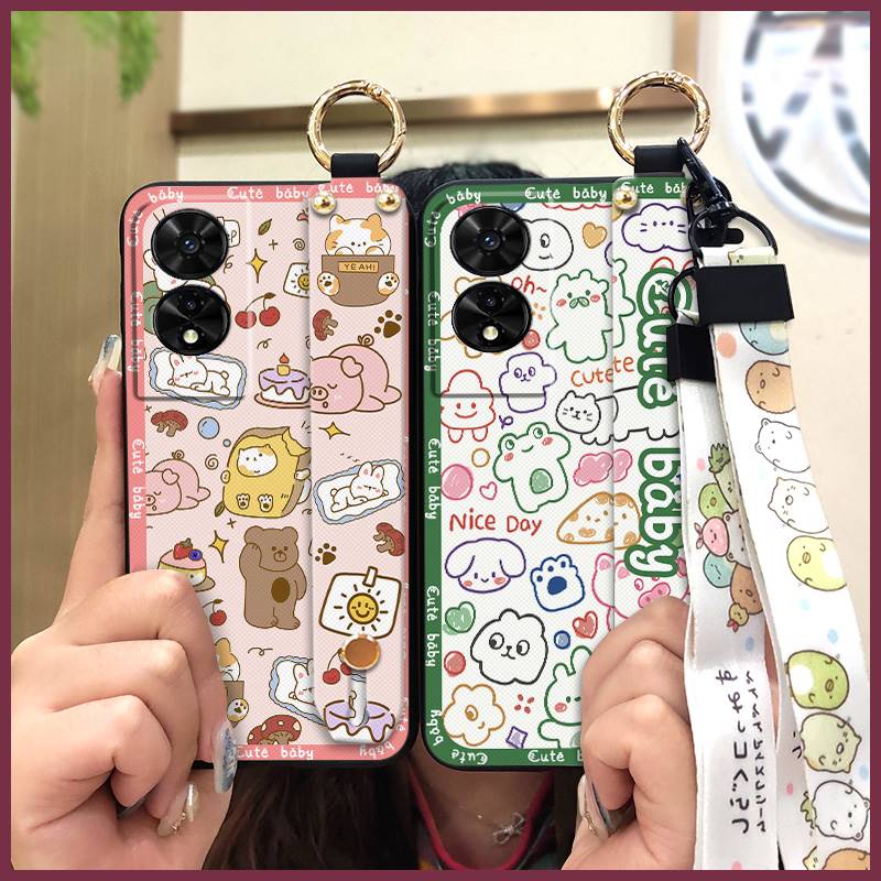 Weiche Hülle Stoßfeste Handyhülle Für TCL 505/T509K/T5094 Langlebiger Ständer Wasserdicht Trageband Cartoon Modisches Design Ring