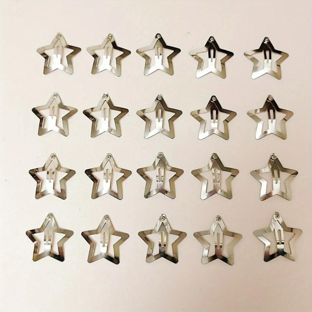 10 szt./30 szt. Spinki do włosów w kształcie gwiazdek Zatrzaskowe spinki do włosów w kształcie gwiazdek Antypoślizgowe spinki w kształcie gwiazdek dla dziewcząt kobiet Akcesoria Y2K Srebrne metalowe spinki do włosów Spinki do włosów w kształcie gwiazdek
