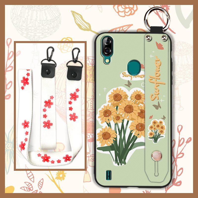 Oil Painting Waterproof Phone Case For Blackview A60 Pro Flower Durable Shockproof Phone Holder Wristband Fashion Design