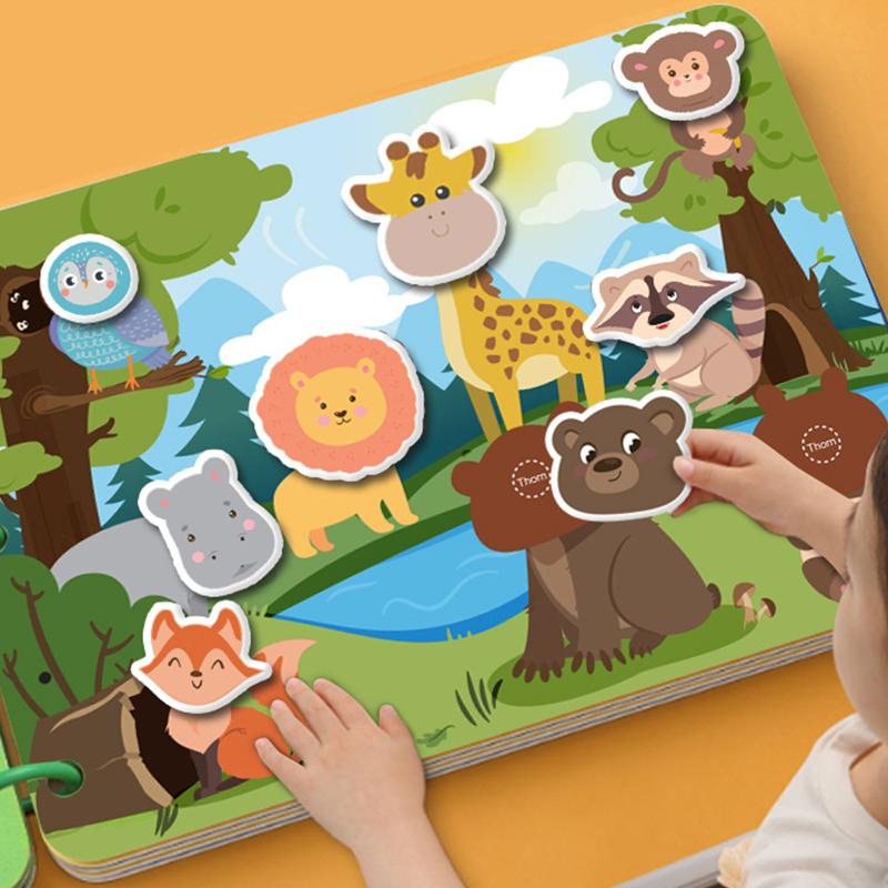 1 Set Puzzle Card Cartoon Busy DIY Quiet Books Number Letter Animal Recognition Reusable Cards Birthday Gift Party Souvenirs ZYF