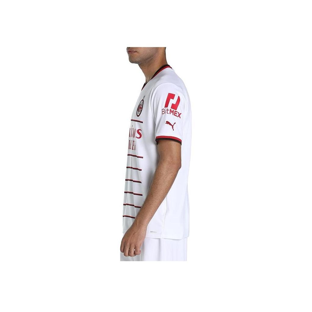 Puma AC Milan Away Fan Edition Striped Lettering Match Short Sleeve Soccer Jersey Men Sportswear White 765834-02