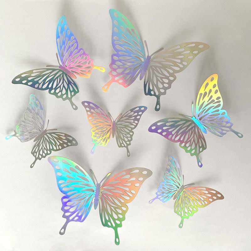 24Pcs Hollow 3D Butterfly Wall Sticker for Wedding Decoration Living Room Window HomeDecor DIY 3D Colorful Butterflies Stickers