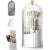 Boîtier de rangement pour brosse à dents à couvercle coulissant, porte-brosse à dents anti-poussière avec couvercle, porte-brosse à dents rotatif à 360° (1 pièce, blanc transparent)