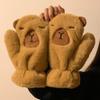 Lovely Plush Capybara Cartoon Scarf and Glove Set for Warmth Stylish Winter Wear Handwear and Neck Gaiter for Women Kids