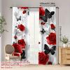 2Pcs Roses and Butterflies Print Curtains,suitable for Bedroom,living Room Kitchen Decoration,home Decoration,window Decoration
