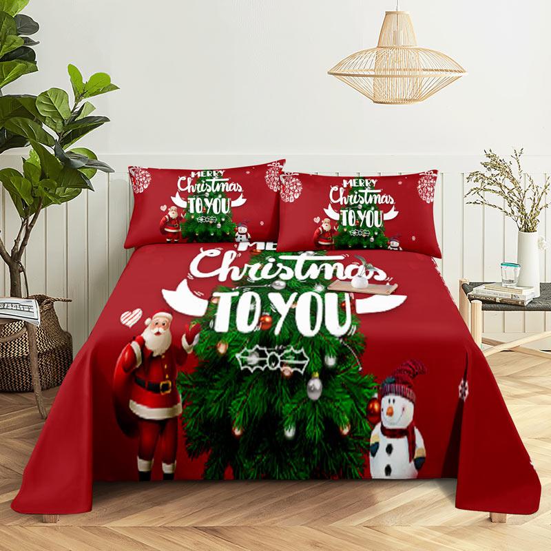 Comforter Merry Christmas Bed With 3D Print Santa Claus Home Decor New Year King Queen Full Size Red Bed