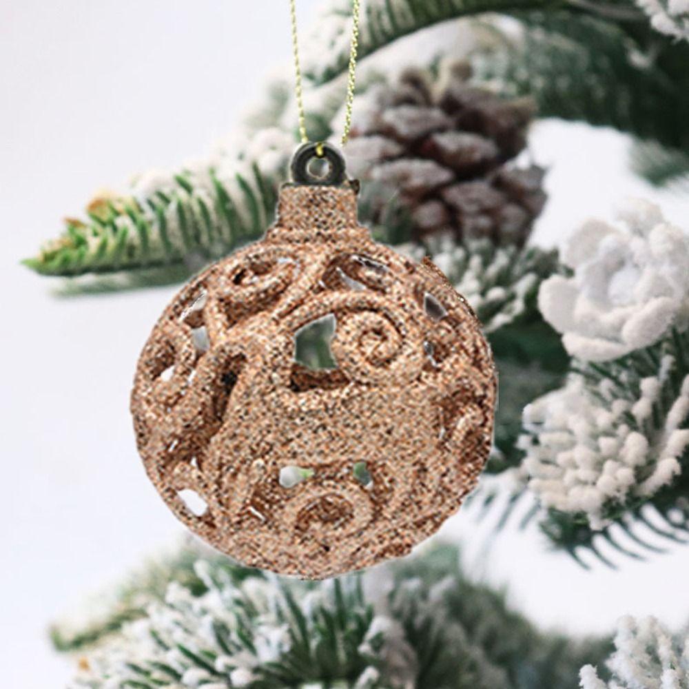 9Pcs 6cm Christmas Ball Set Plastic Hollow Out Christmas Tree Pendant Reusable Decorative Hanging Pendants for Home