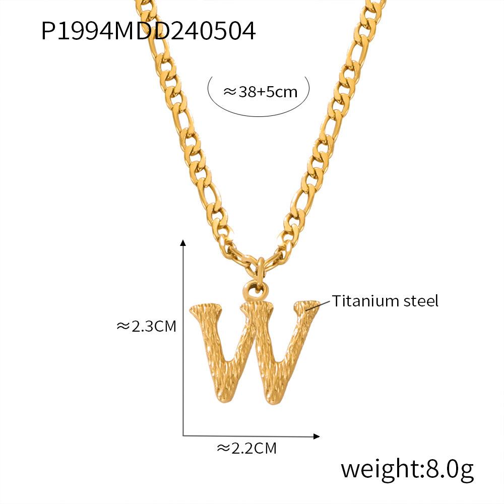 Simple Light Luxury Titanium Steel 26 Letter Necklace Niche Non-Fading Necklace Gold Tree Pattern Jewelry