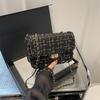 Women's Tweed Chain Small Square Bag Fashionable Single Shoulder Crossbody Bag Vintage Minimalist Handbag