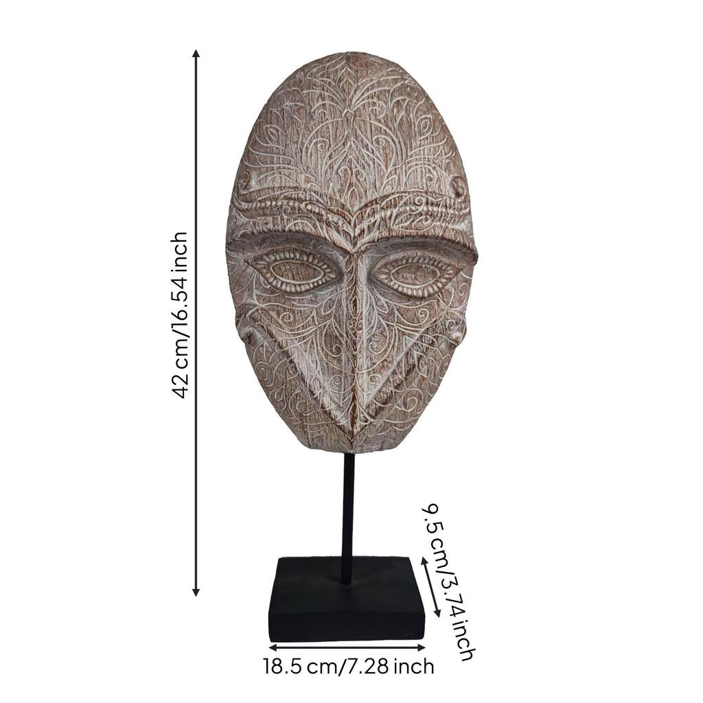 Freestanding Face Sculpture Black Stand Tabletop Decor Textured