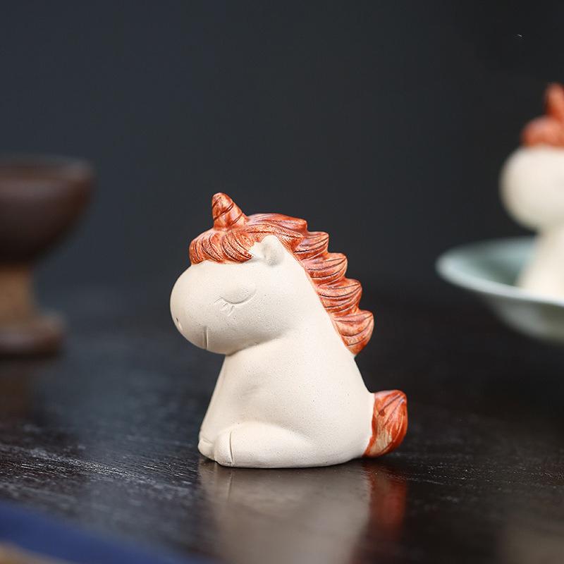 Original Mine Purple Sand Tea Toy Manufacturer Handmade Cute Unicorn Small Ornaments Tea Table Boutique Can Be Raised Section Mud Tea Pet