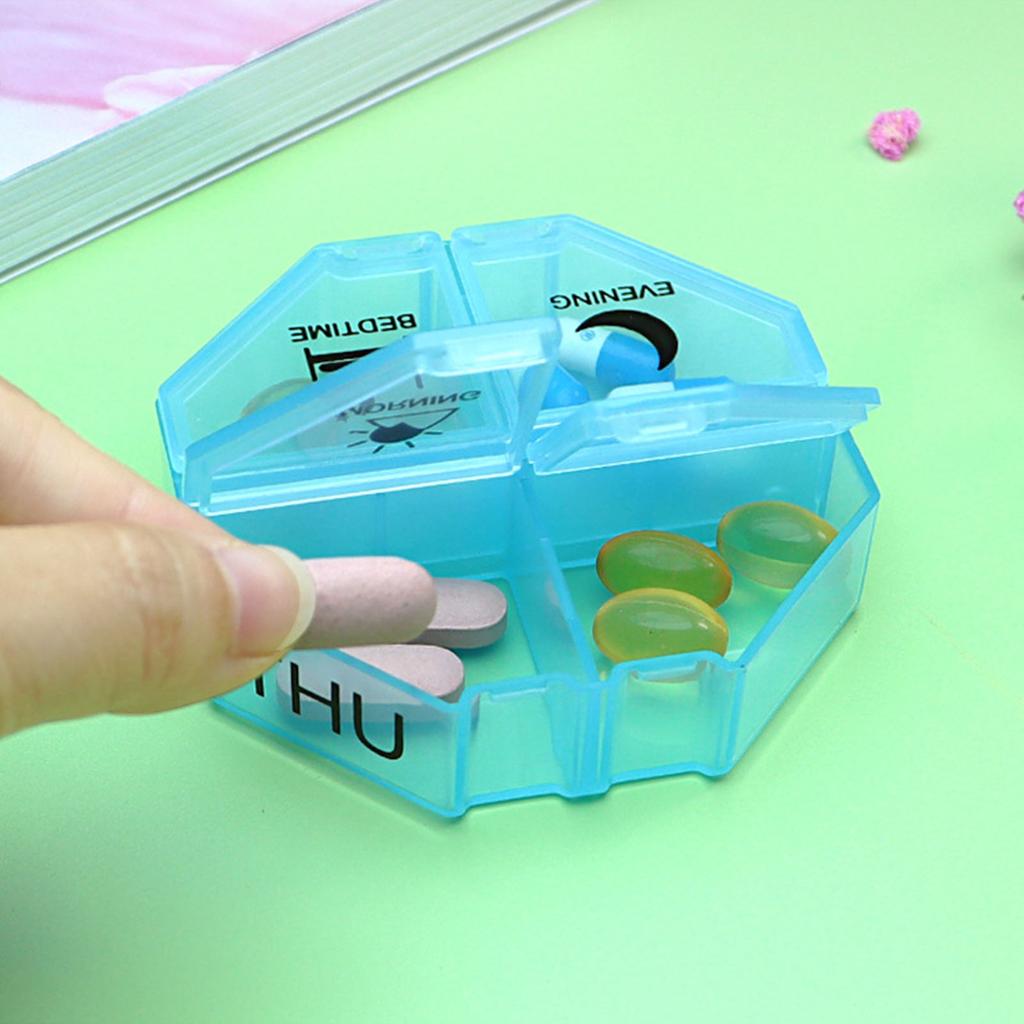 Medicine Container 28 Compartments Plastic Sealed Portable 7 Day Medicine Storage Box for Daily Use Transparent Seven