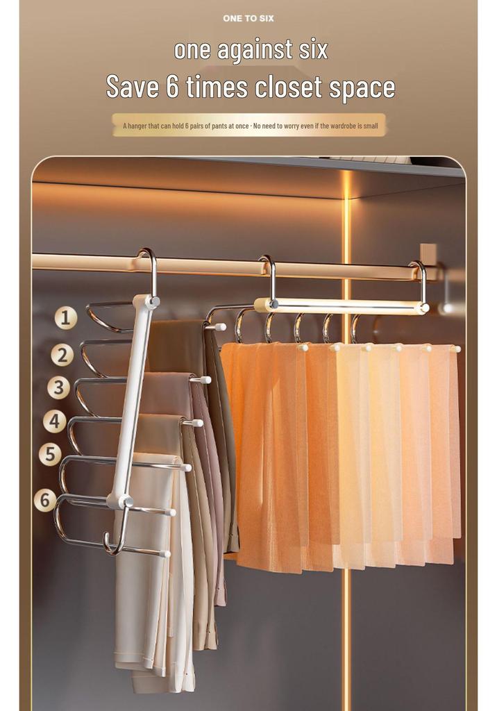 Multi-functional Non-slip Folding Pants Rack with Clips for Wardrobe Storage
