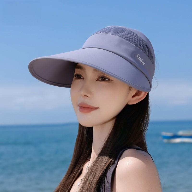 Summer Lightweight Wide Brim Sun Hat Polyester Fabric Women Sunshade Uv Defense