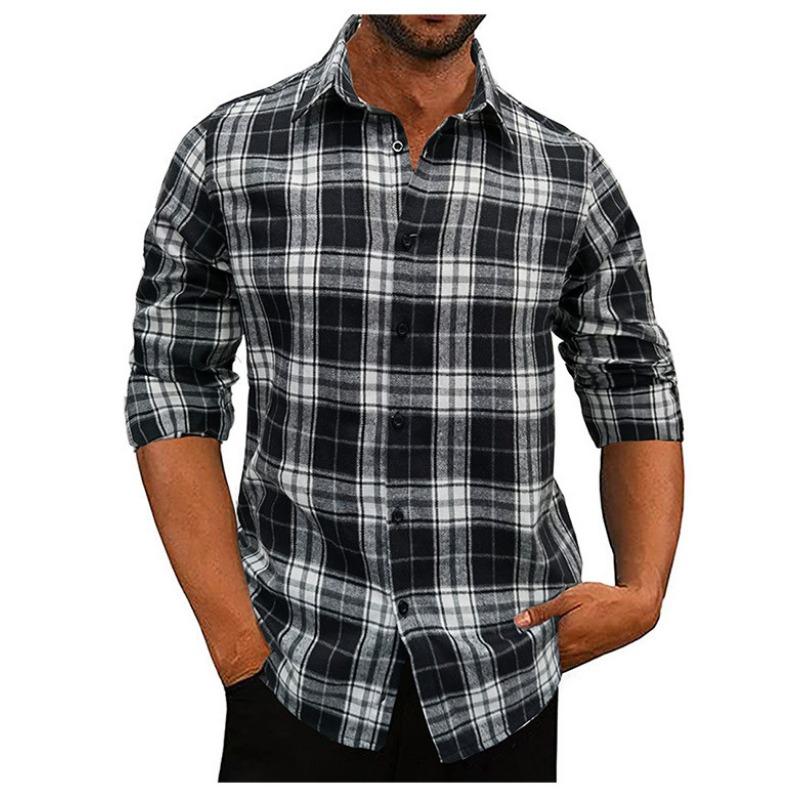 Men S Long Sleeve Flannel Plaid Shirt Thick Autumn Winter