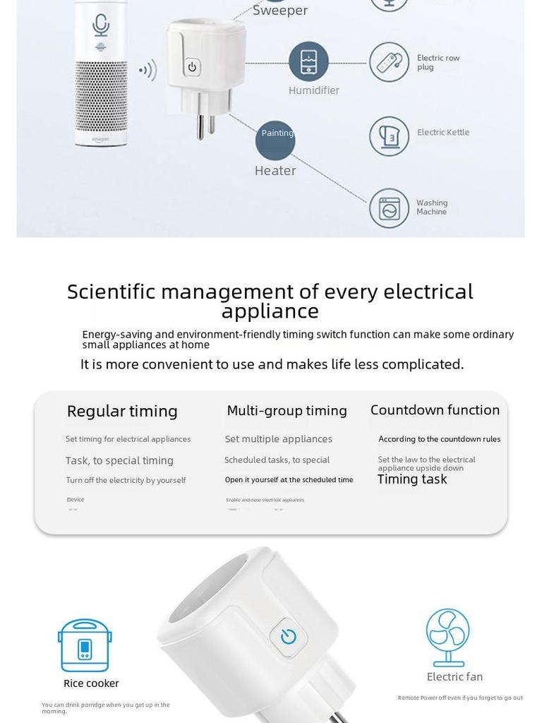 Tuya WiFi & Bluetooth Smart Socket with Alexa Voice Control & Mobile App Remote
