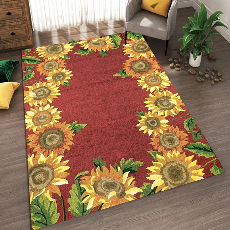 Sunflower Pattern Living Room Carpet Dirt Resistant and Easy To Maintain Foot Mat Bedroom Large-sized Floor Mat