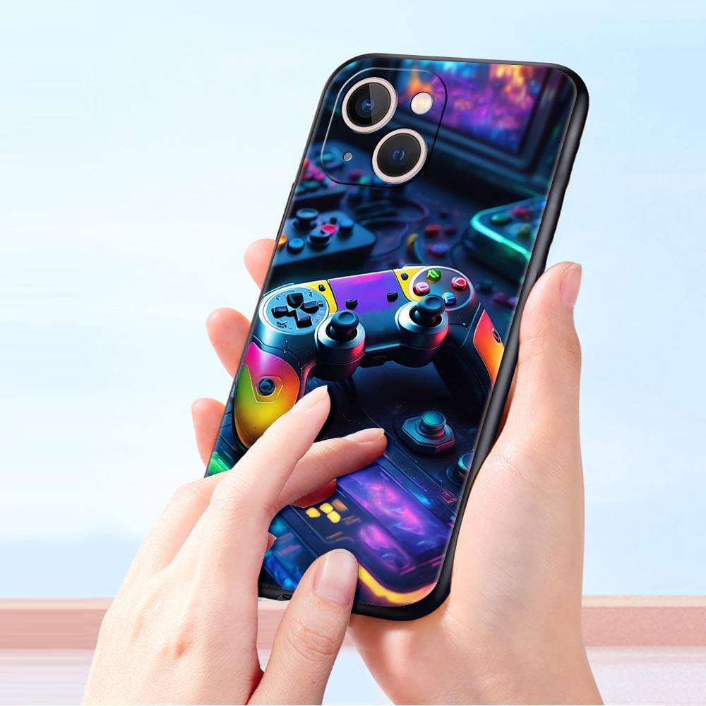 Game Controller Graphic Phone Case For iPhone 17 16 15 Pro Max 11 12 13 14 7 8 Plus SE 2020 X XR XS Cover Soft Black
