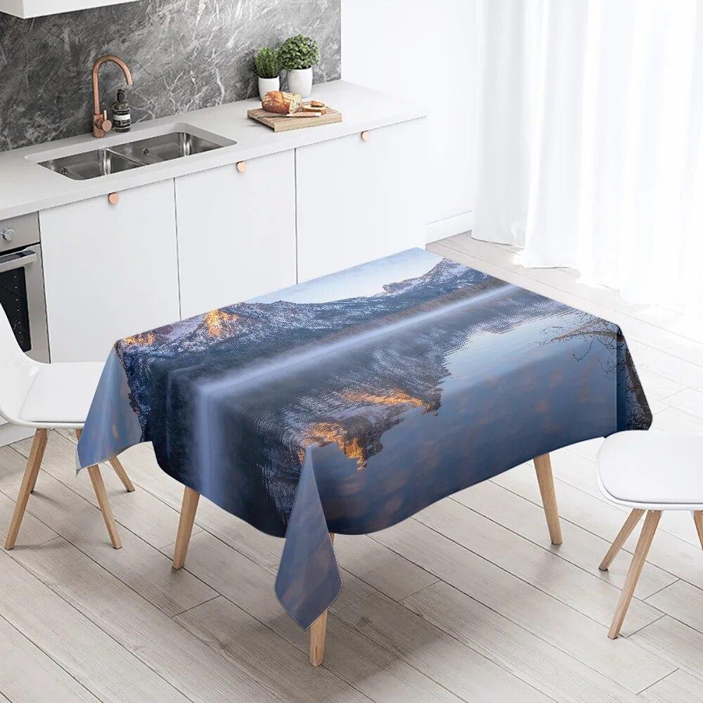 Beautiful Natural Scenery Printed Tablecloth Outdoor Picnic Camping  Stain Resistant Waterproof Table Home Decoration