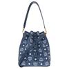 New MCM Denim Jacquard With Leather Bucket Bag, Portable Crossbody Bag, Shoulder Bag Medium Size Women's Blue MWDDSDU05LE001
